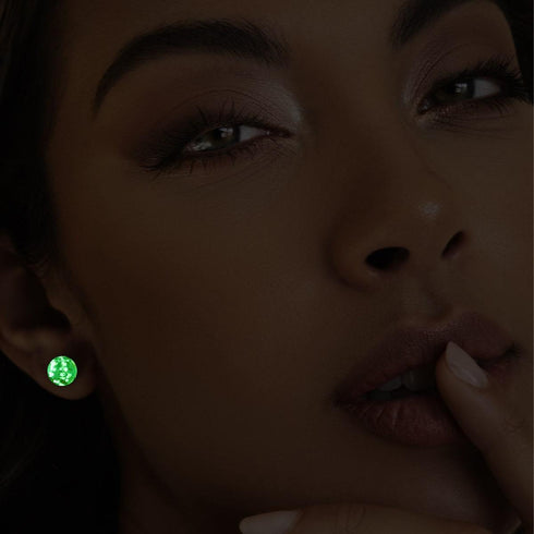 Immergrün | 925 Sterling Silber | Glühwürmchen-Glas-Ohrstecker